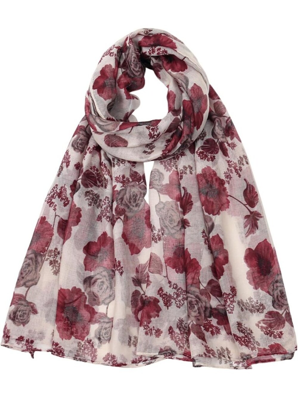 Lightweight Floral Printed Boho Scarf for Women | Fall Winter Fringed Shawl